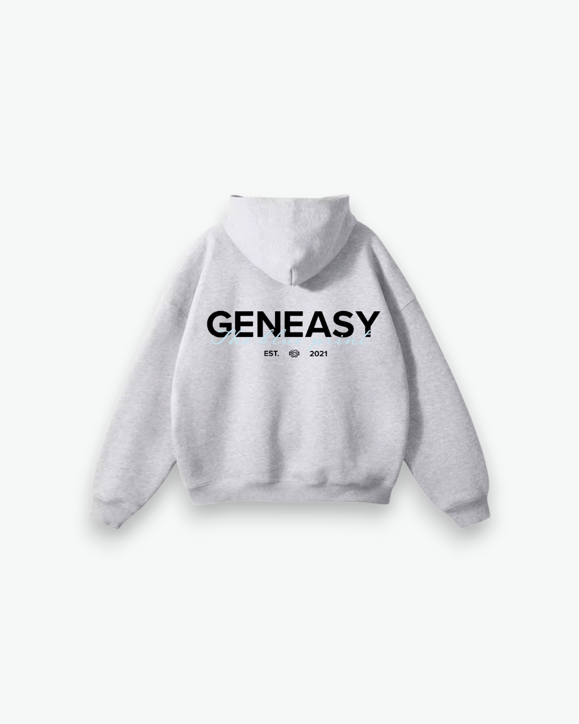 The blue print hoodie grey