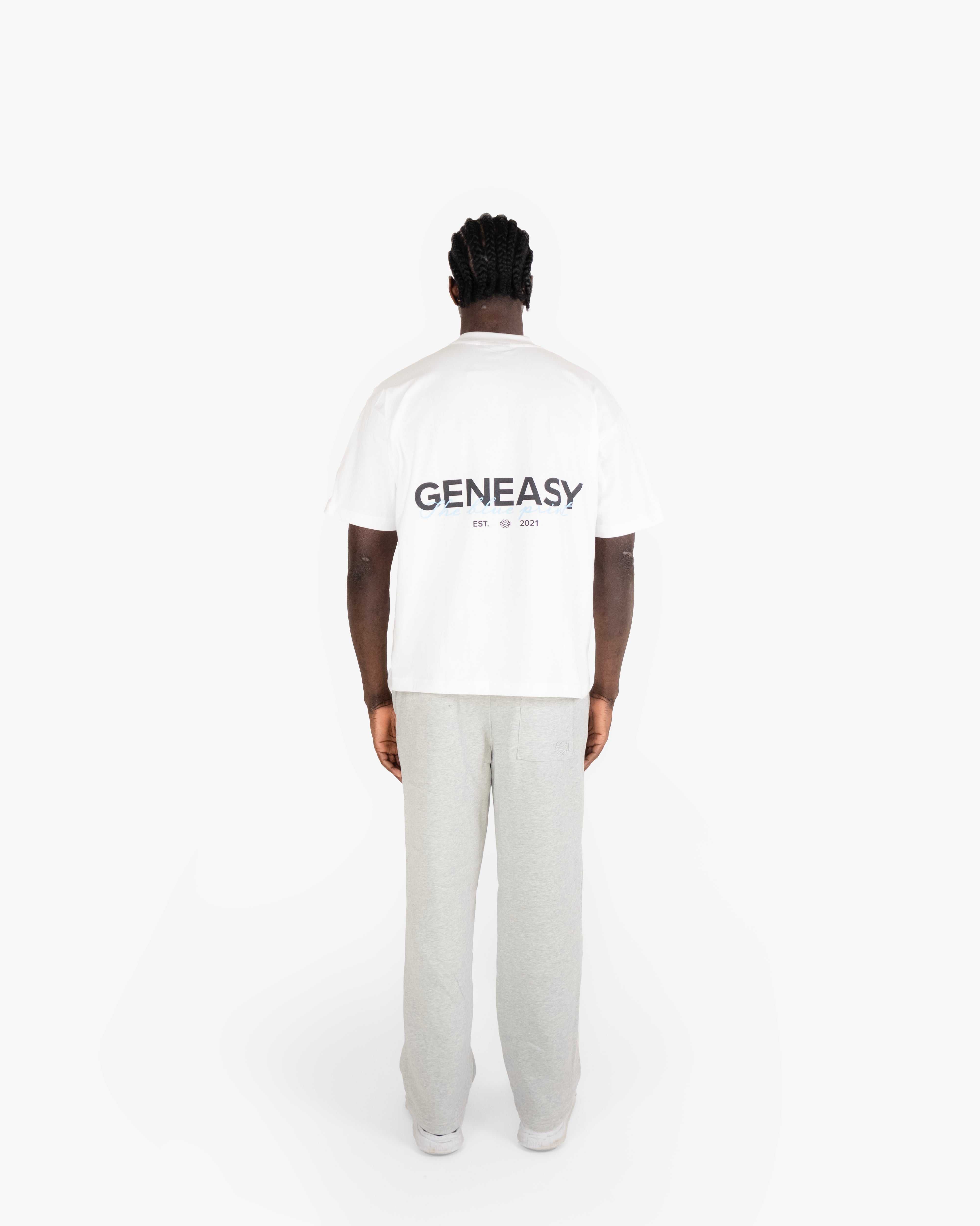 The blue print T-shirt white