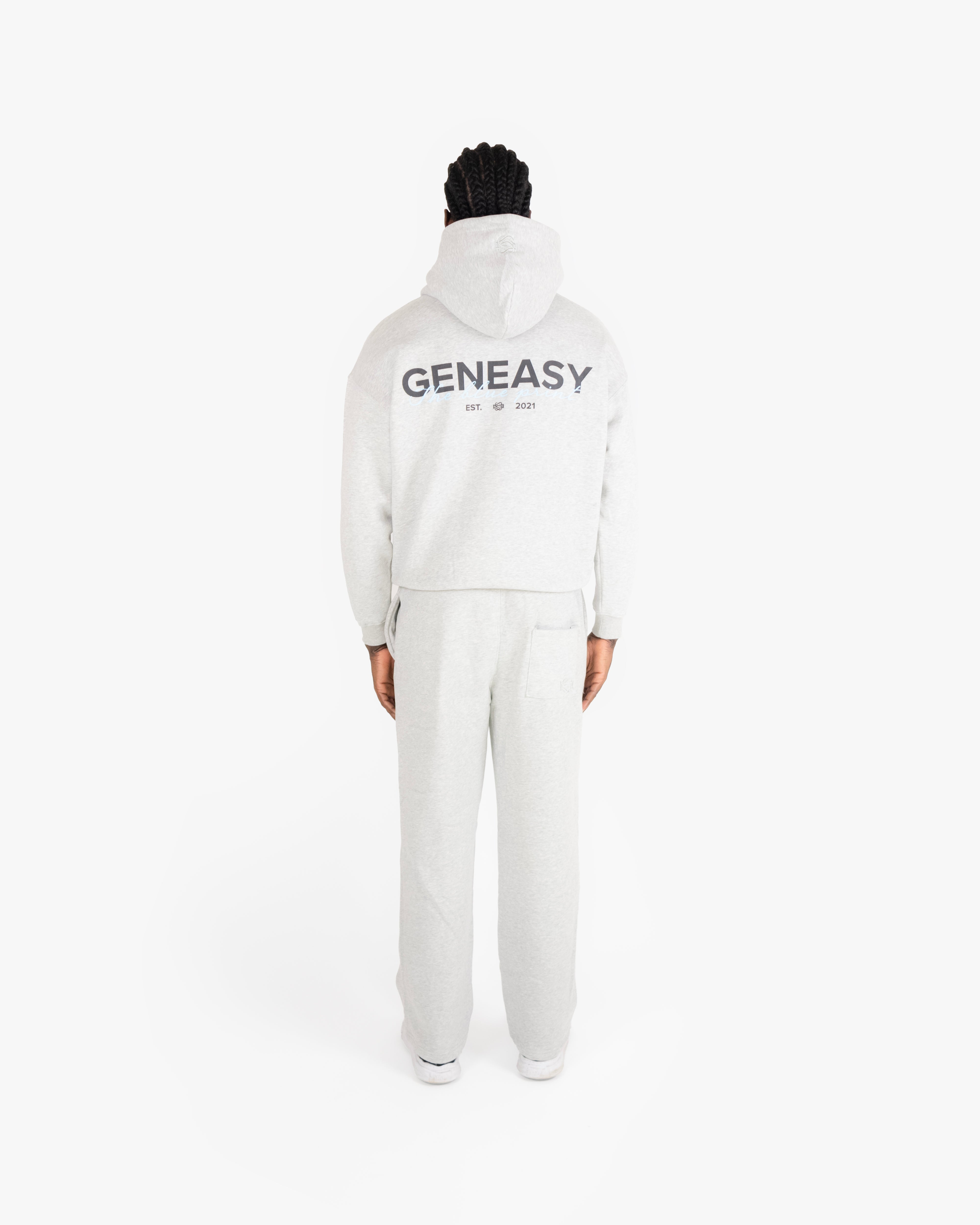 The blue print hoodie grey