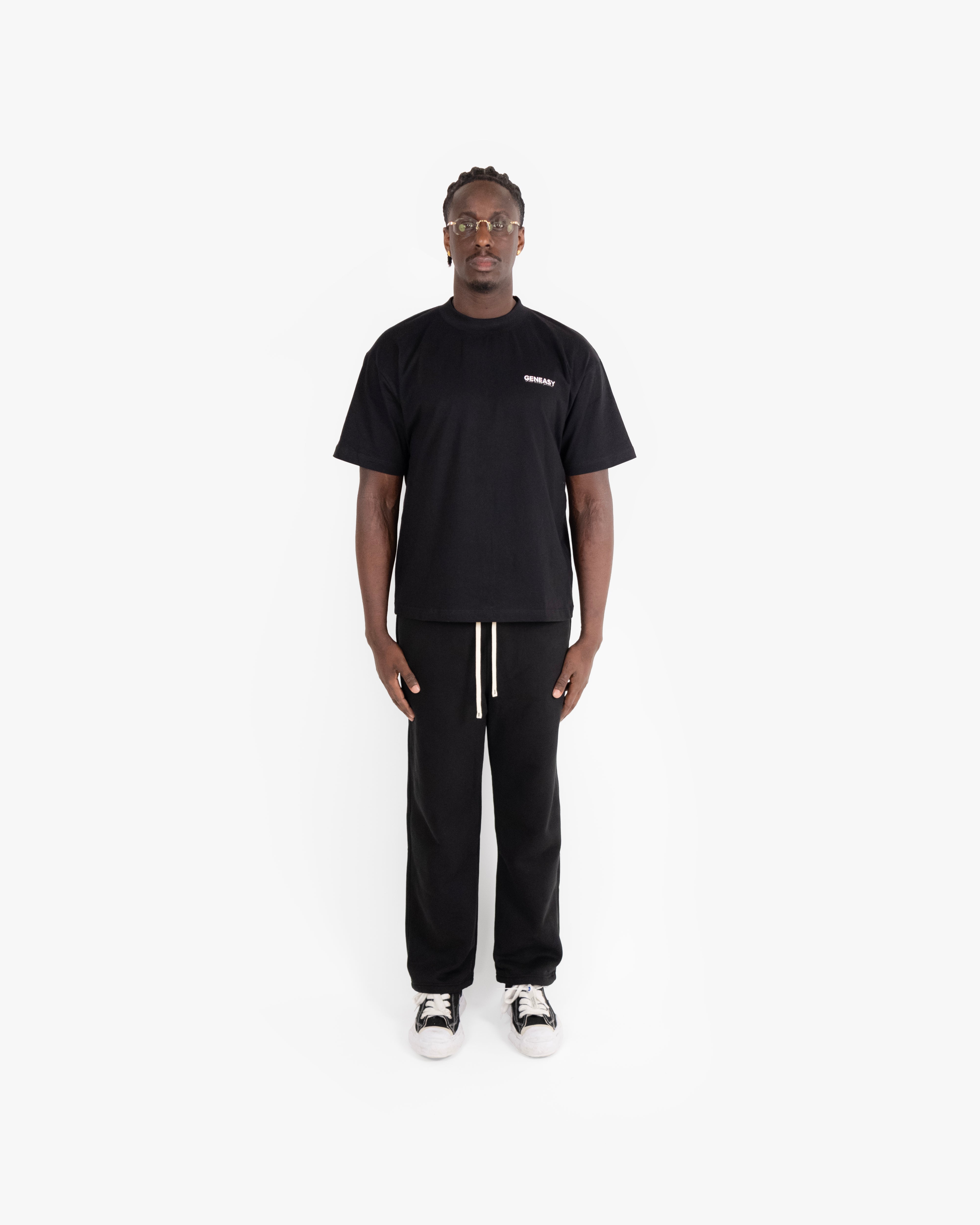 The blue print T-shirt Black