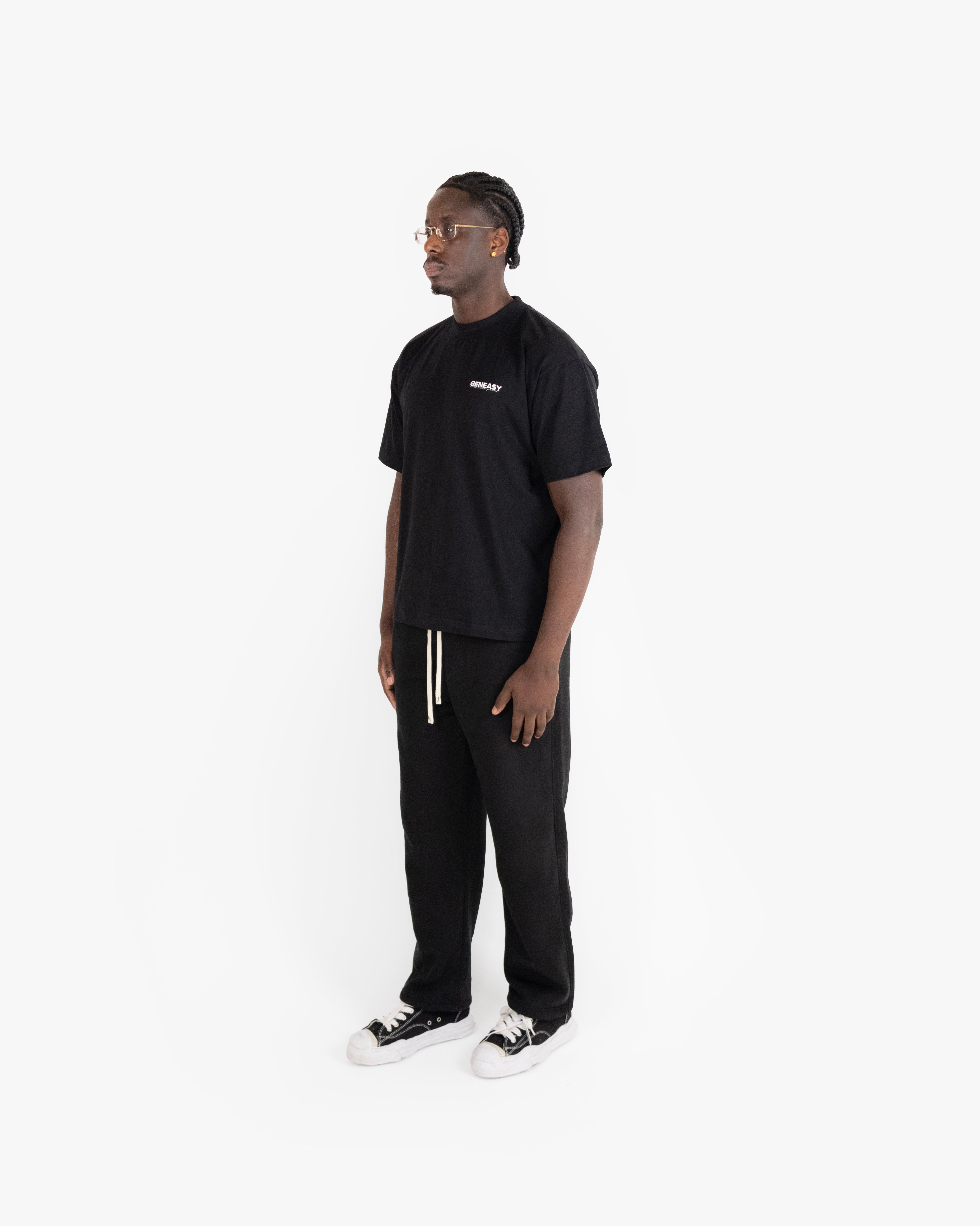 The blue print T-shirt Black