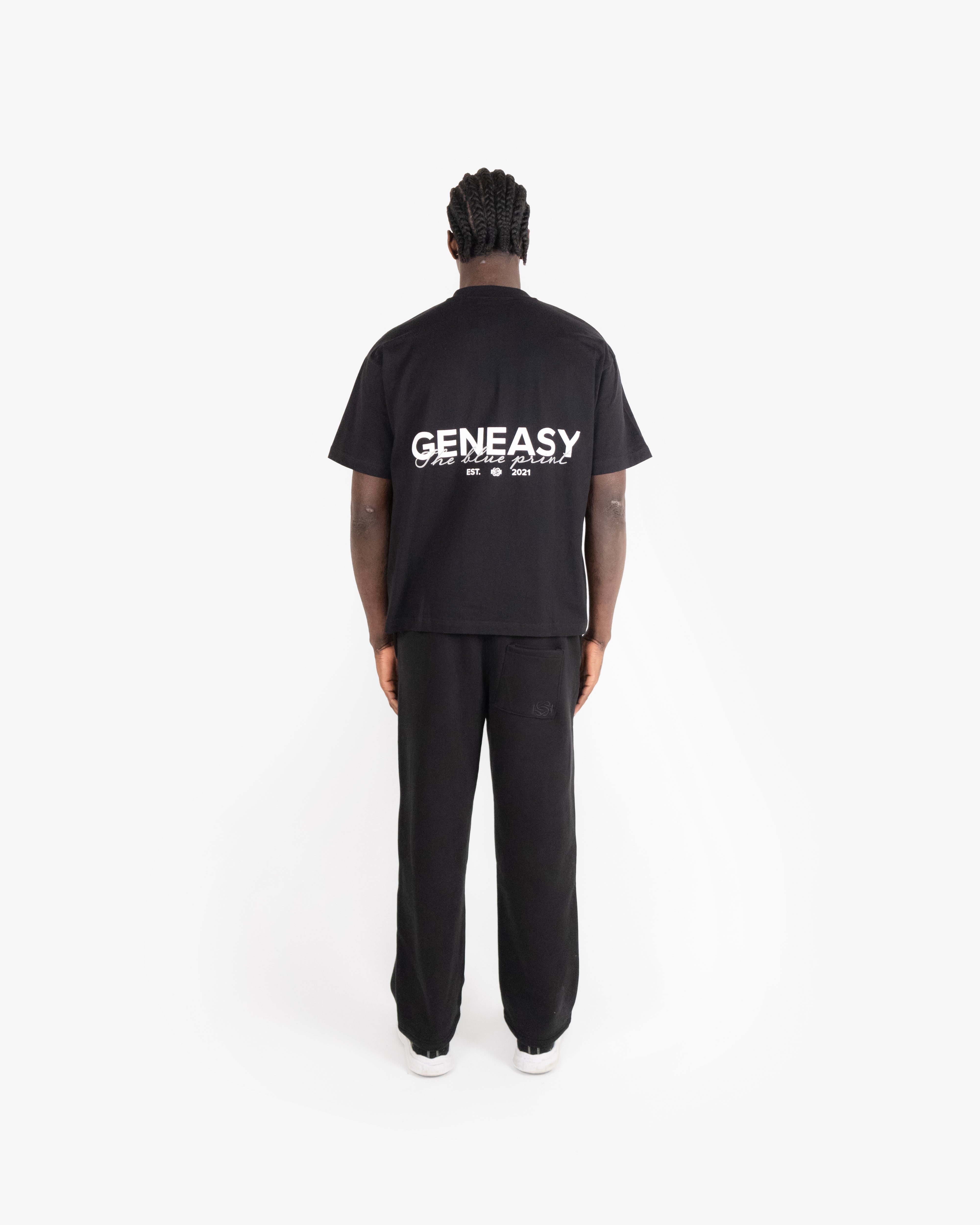 The blue print T-shirt Zwart