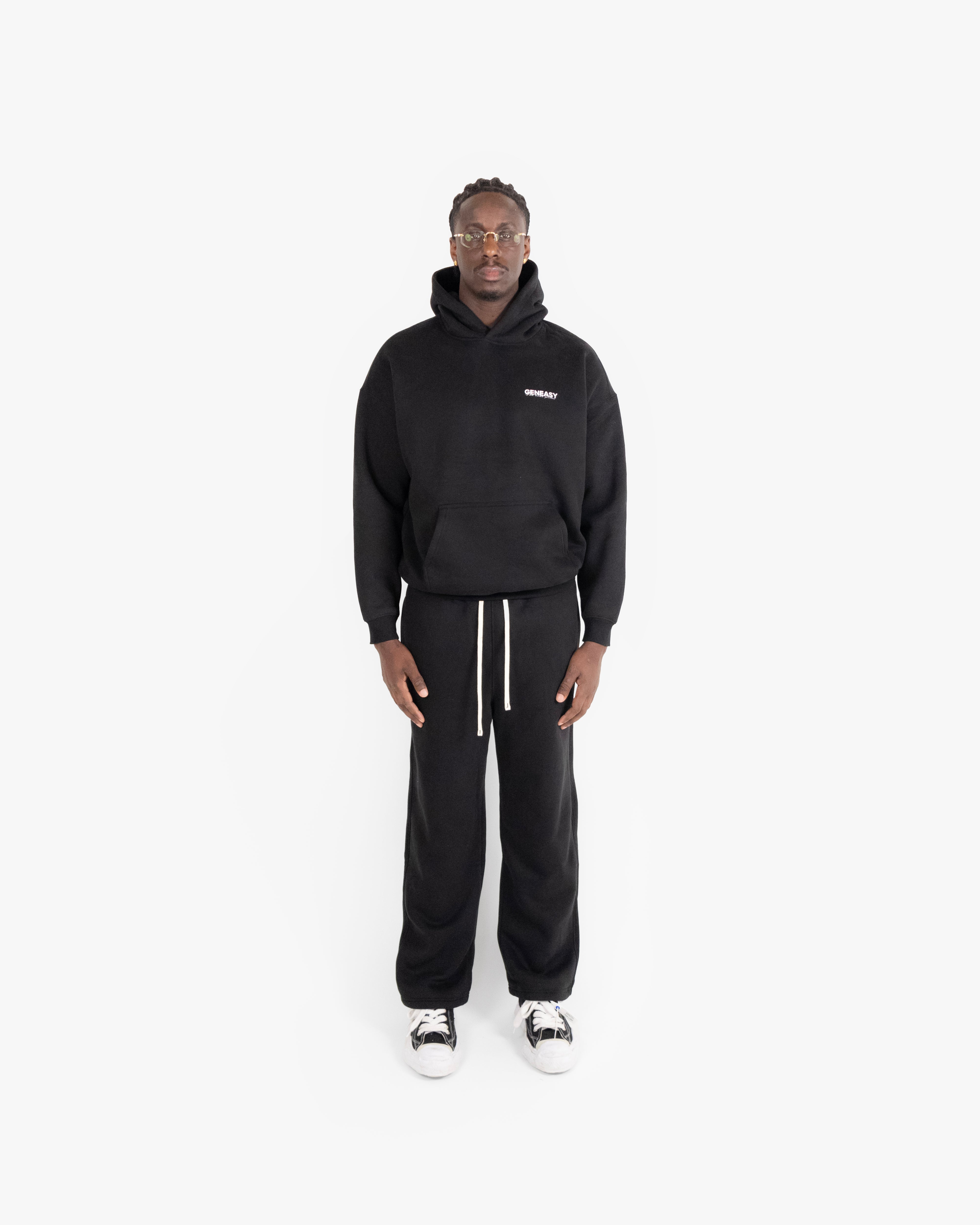 The blue print hoodie black
