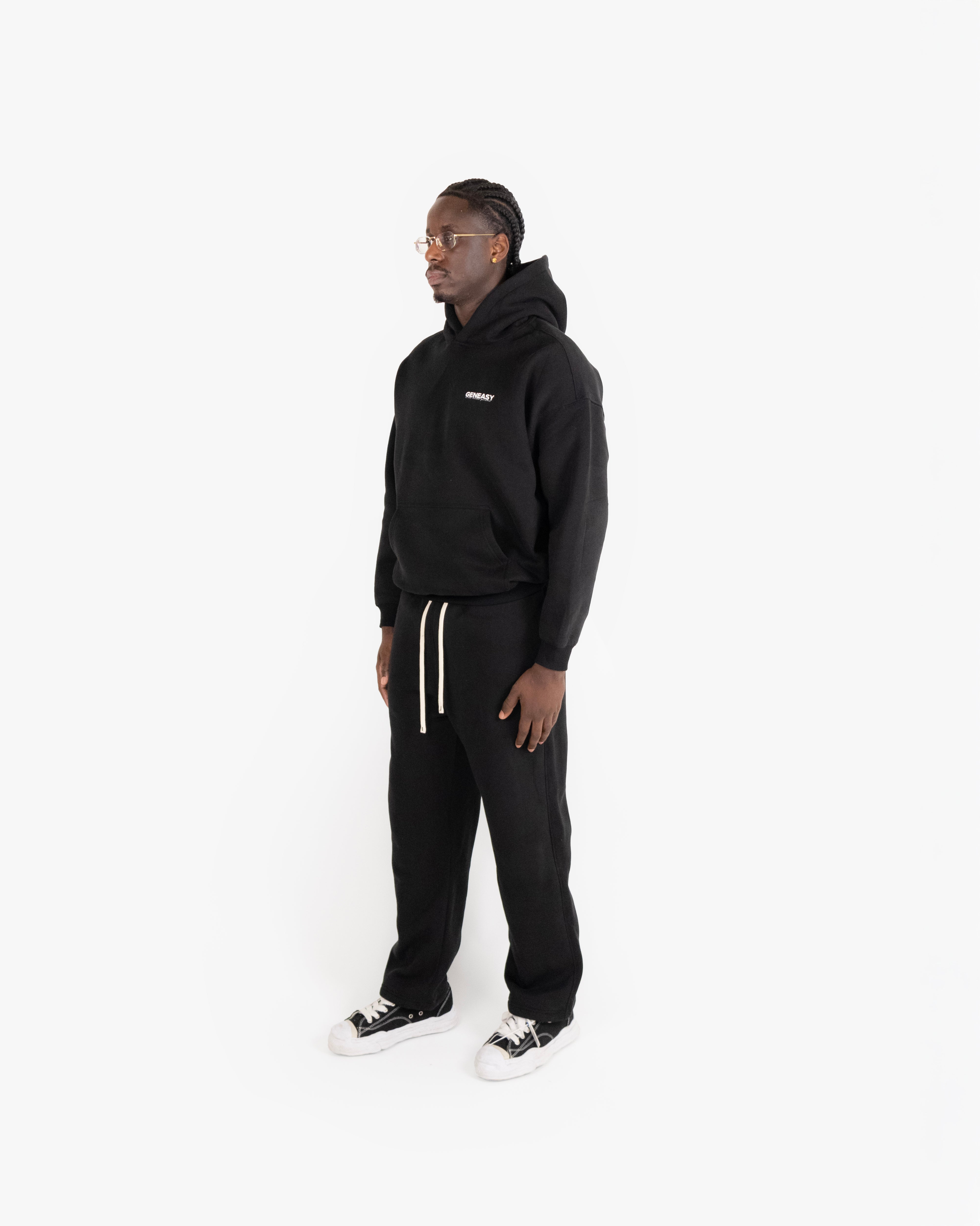 The blue print hoodie black