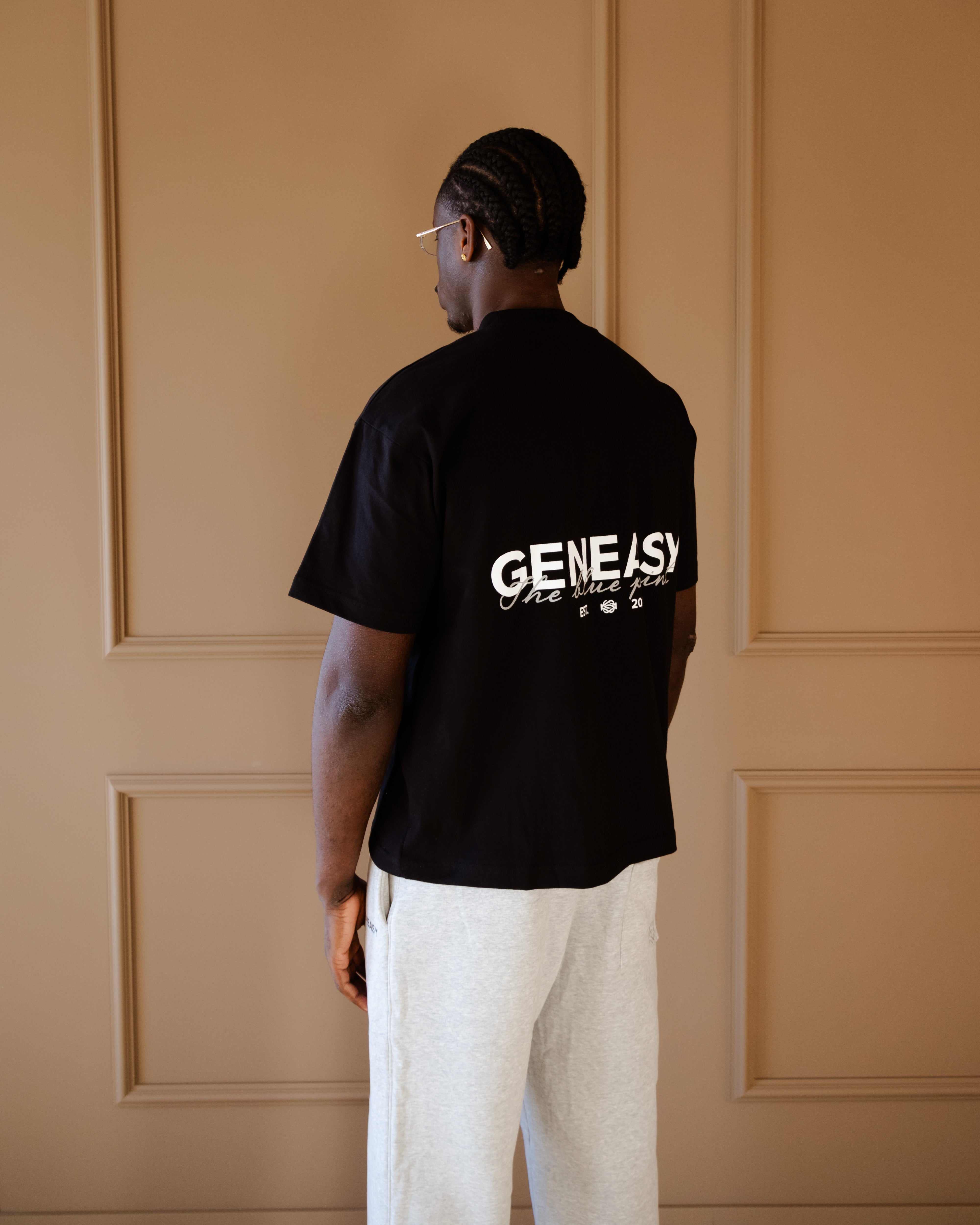 The blue print T-shirt Zwart