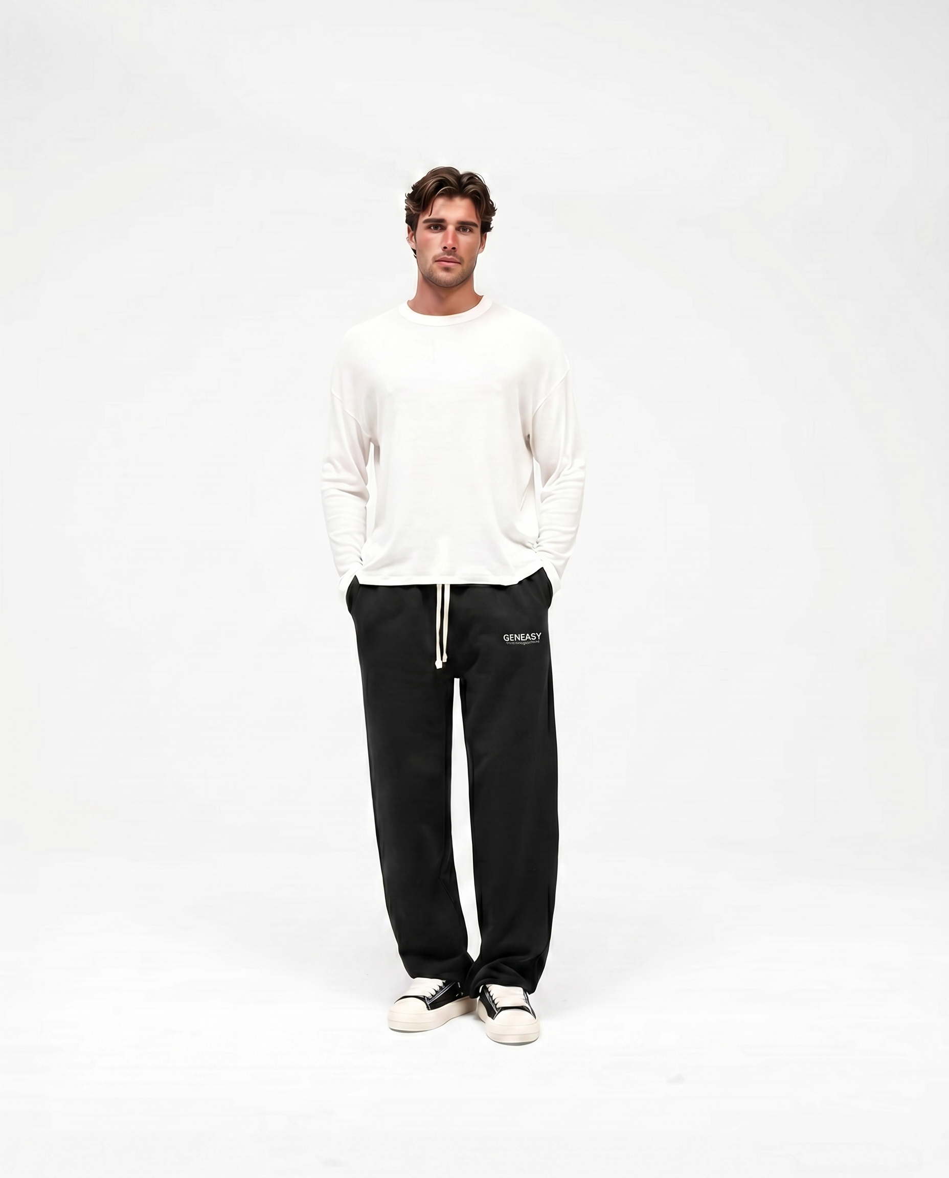 The blue print pants black